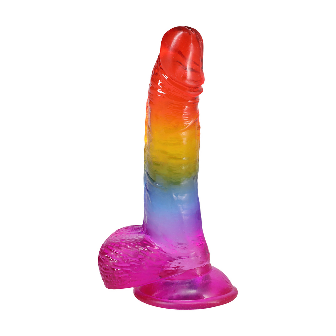 Realistic Cock with Balls - 8.5 / 21,6 cm - Rainbow 5
