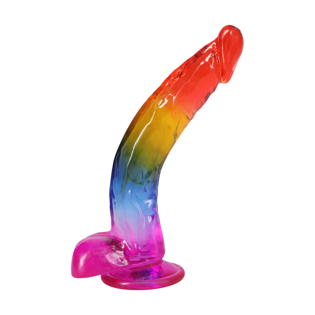 Realistic Cock with Balls - 9.5 / 24,1 cm - Rainbow 5