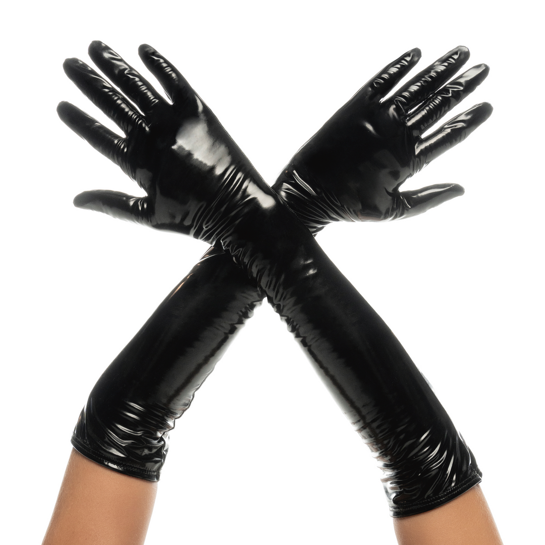 Cruella - High Gloss Gloves - L/XL - Gloss Black 2