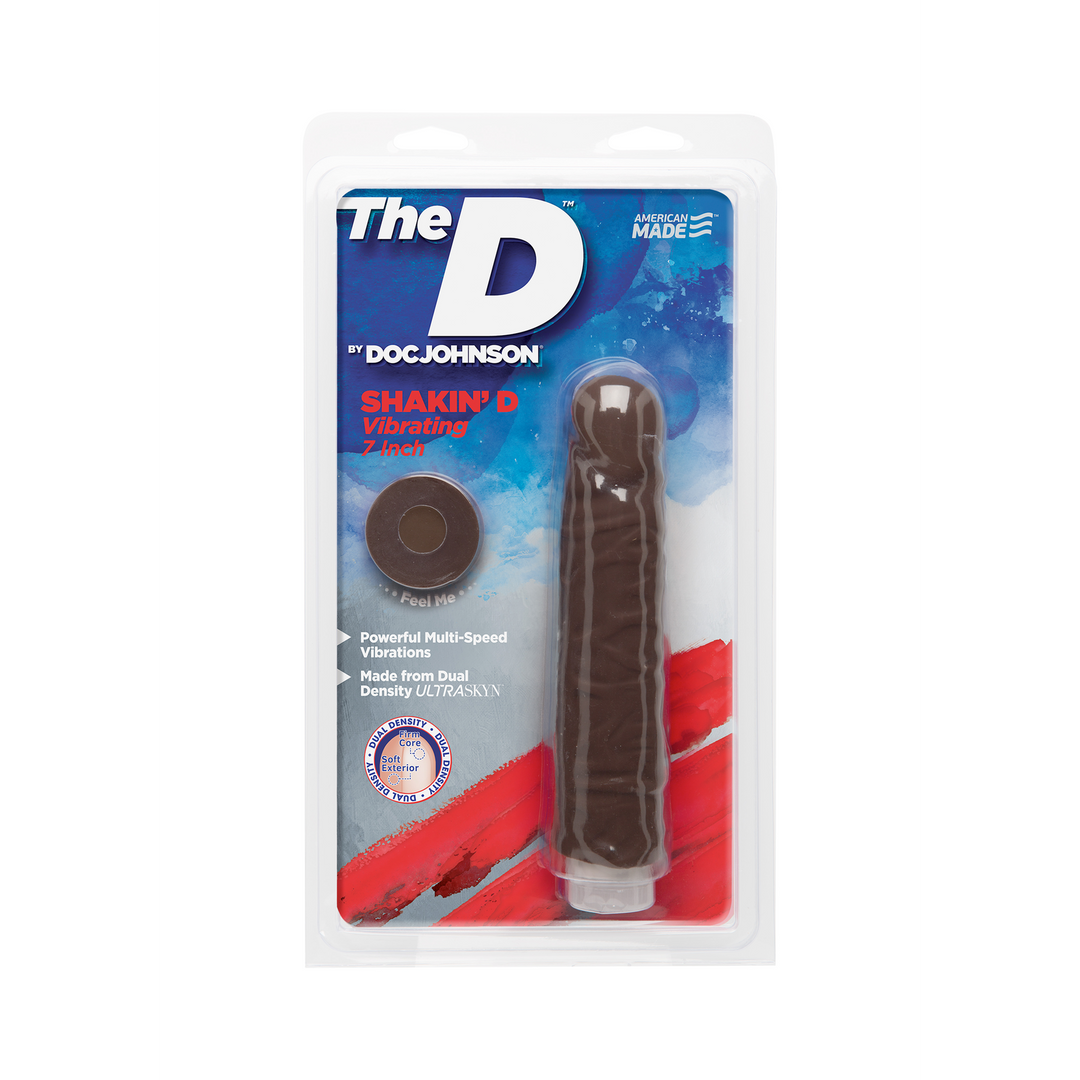 Shakin' D - Vibrating Realistic ULTRASKYN Dildo - 7 / 18 cm - Chocolate 2
