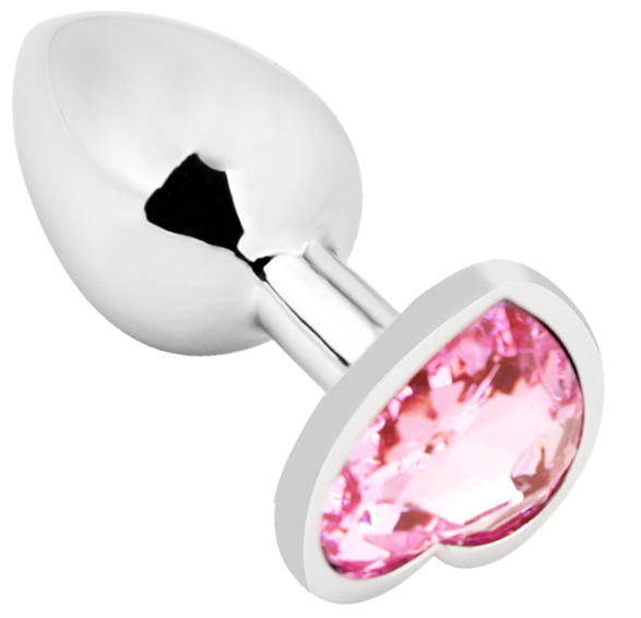 Heart shape Anal Plug medium silver - pink