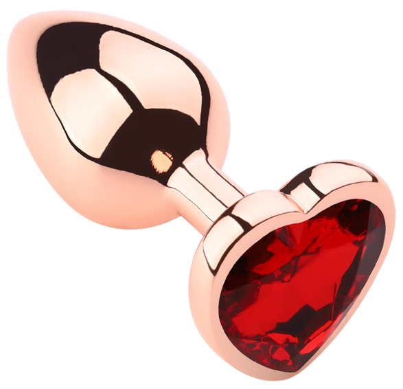 Heart shape Anal Plug Medium Rose Gold - Red