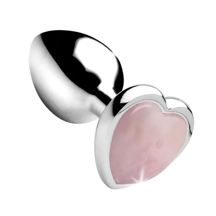 Gem Stone Rose Quartz Metal Butt Plug Large 2