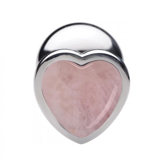 Gem Stone Rose Quartz Metal Butt Plug Large 4