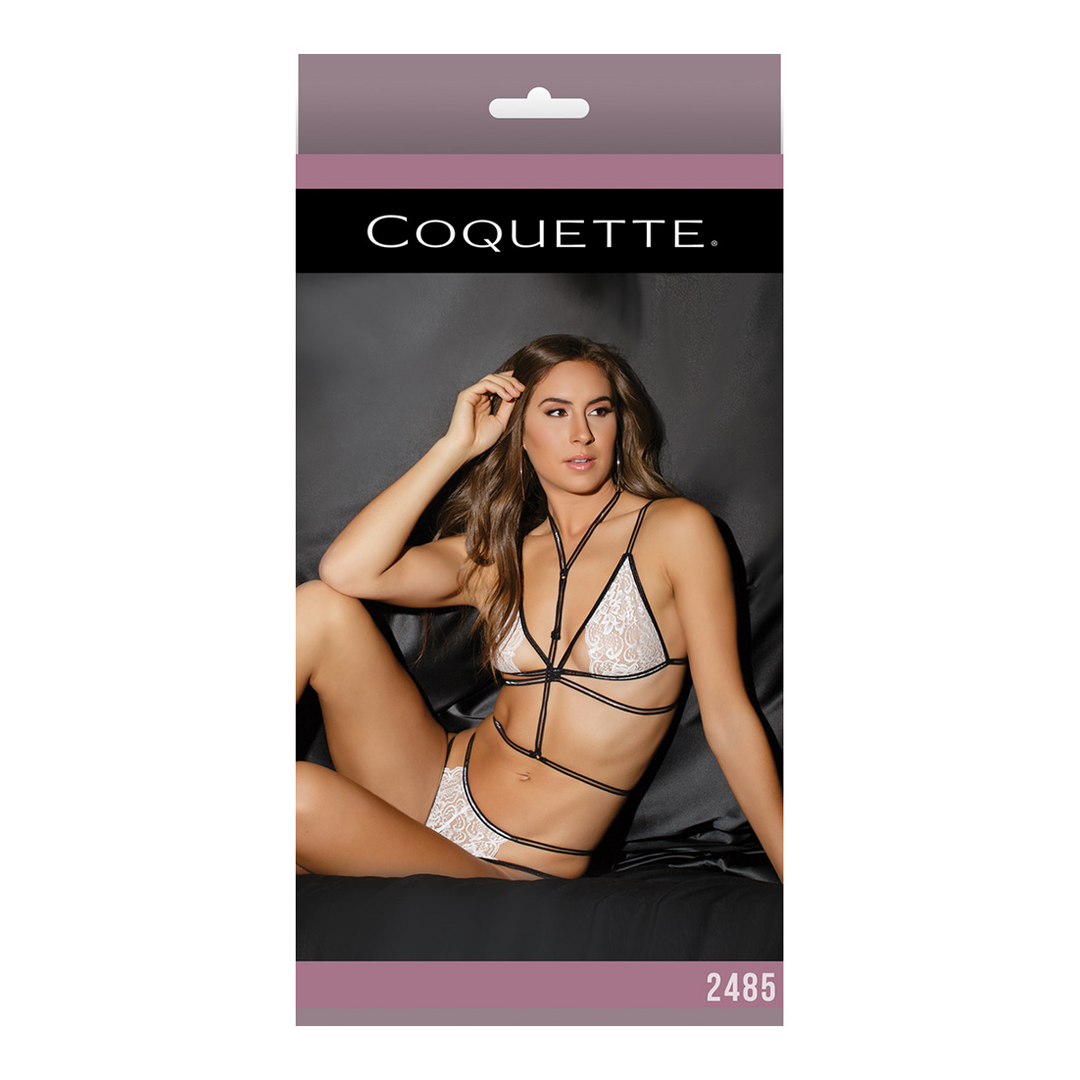 Lace Bralette, Panties and Crotchless Harness - One Size 2