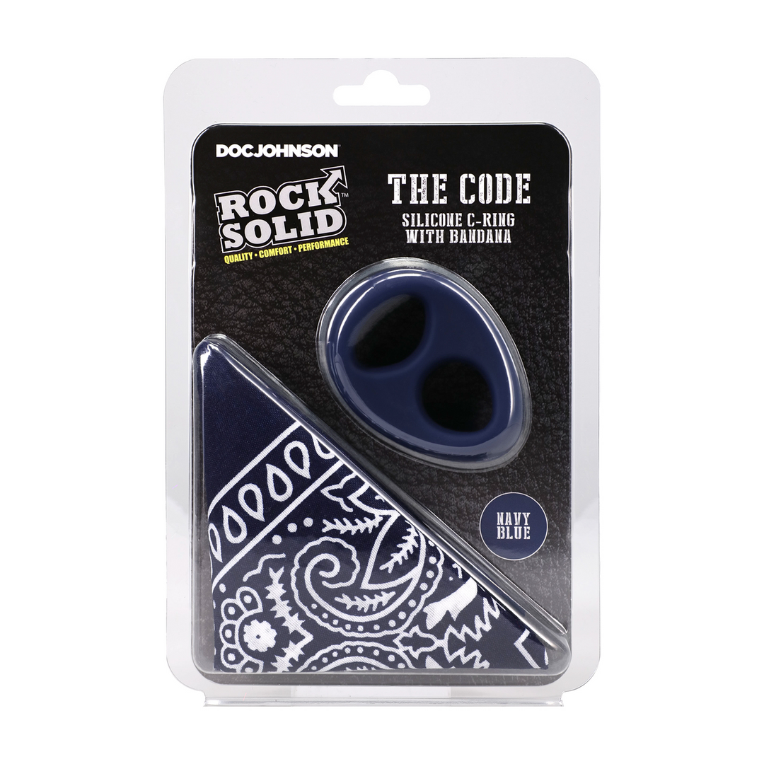 The Code - Silicone Cockring with Bandana - Navy Blue 2
