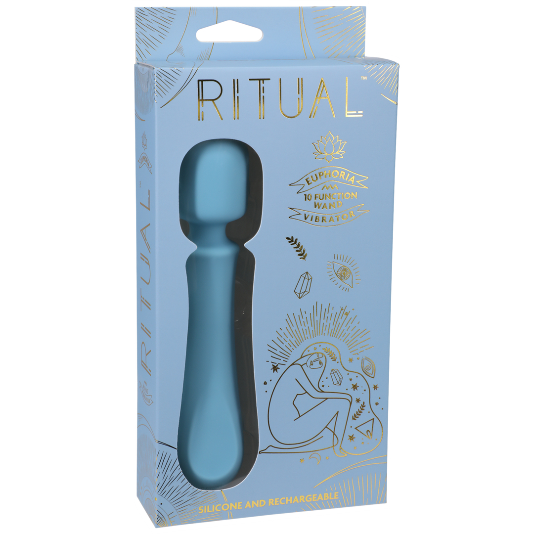 Euphoria - Rechargeable Silicone Wand Vibe - Blue 2