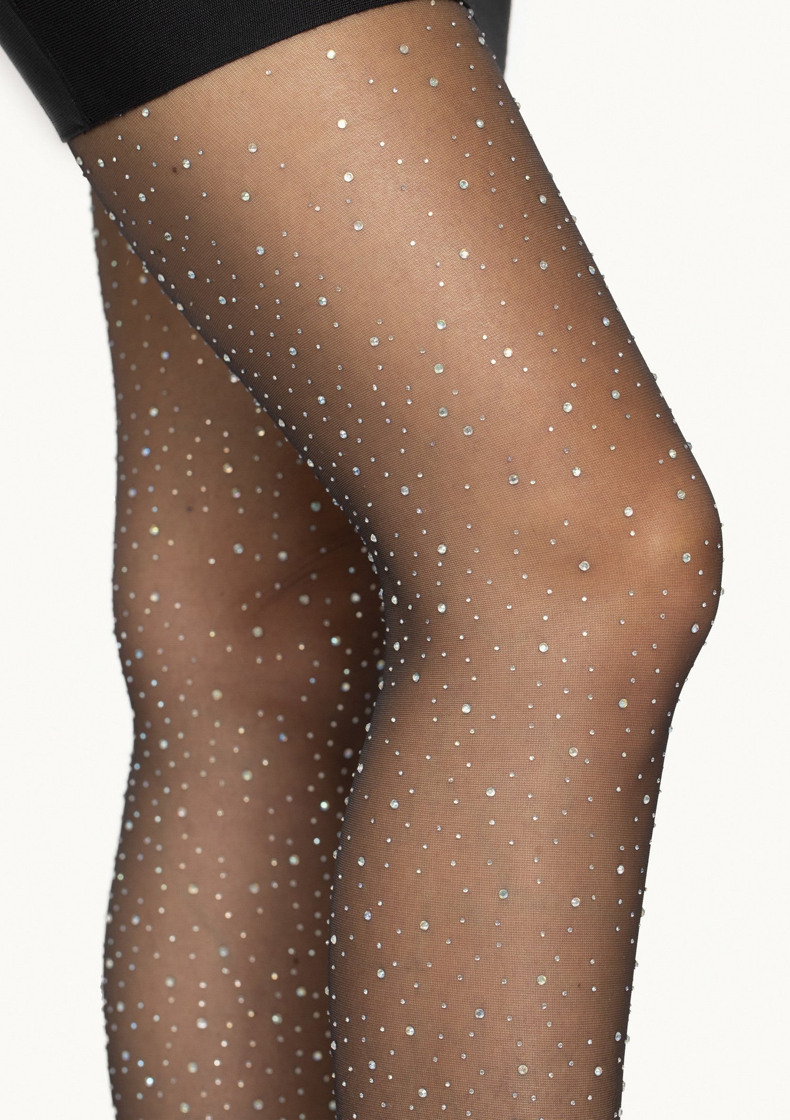 Sheer Rhinestone Elastane Pantyhose 3