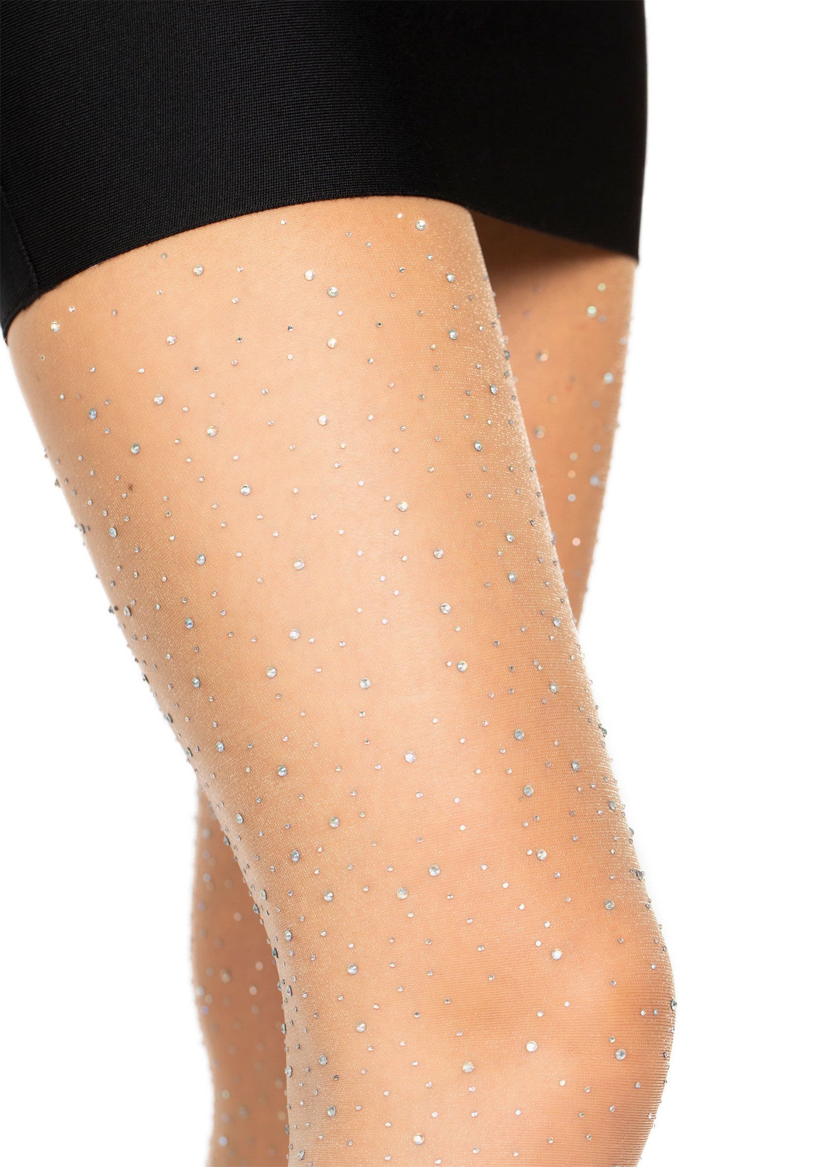 Sheer Rhinestone Elastane Pantyhose 2