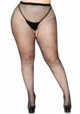 Plus Crotchless Fishnet Pantyhose