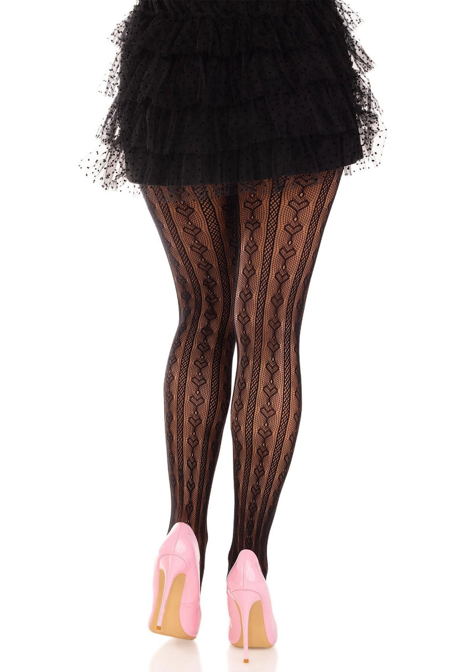 Sweetheart Striped Net Pantyhose 2
