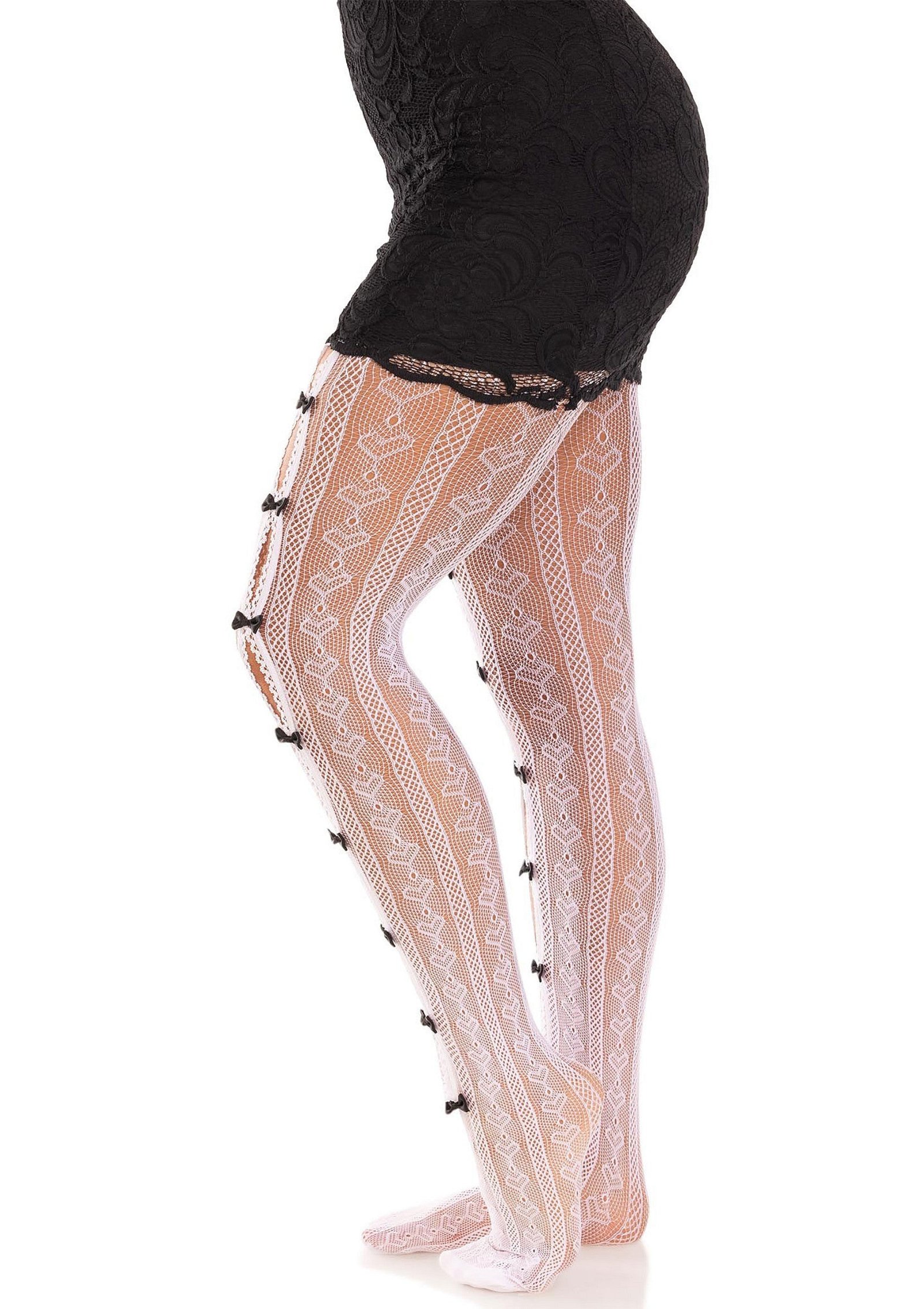 Sweetheart Striped Net Pantyhose 5