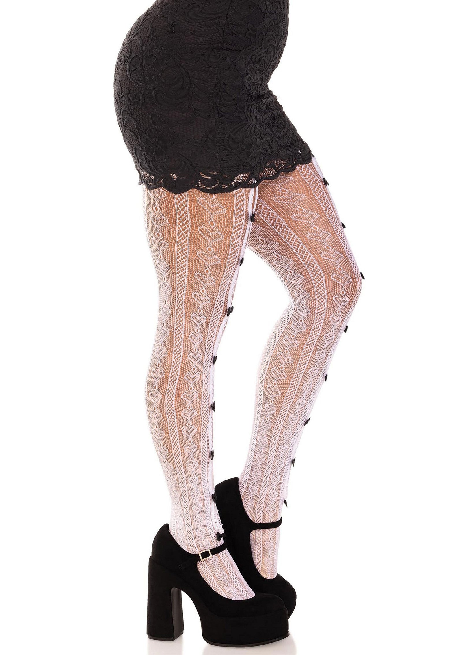 Sweetheart Striped Net Pantyhose 2