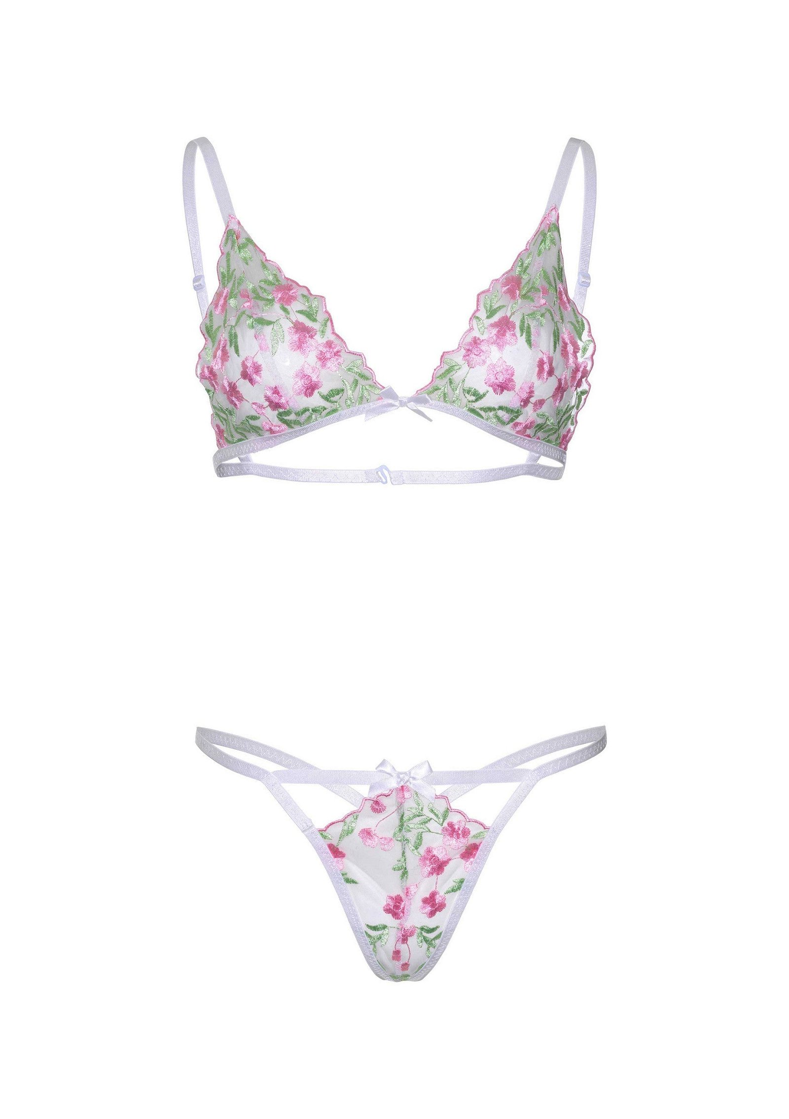 Floral Sheer Bra and String 6