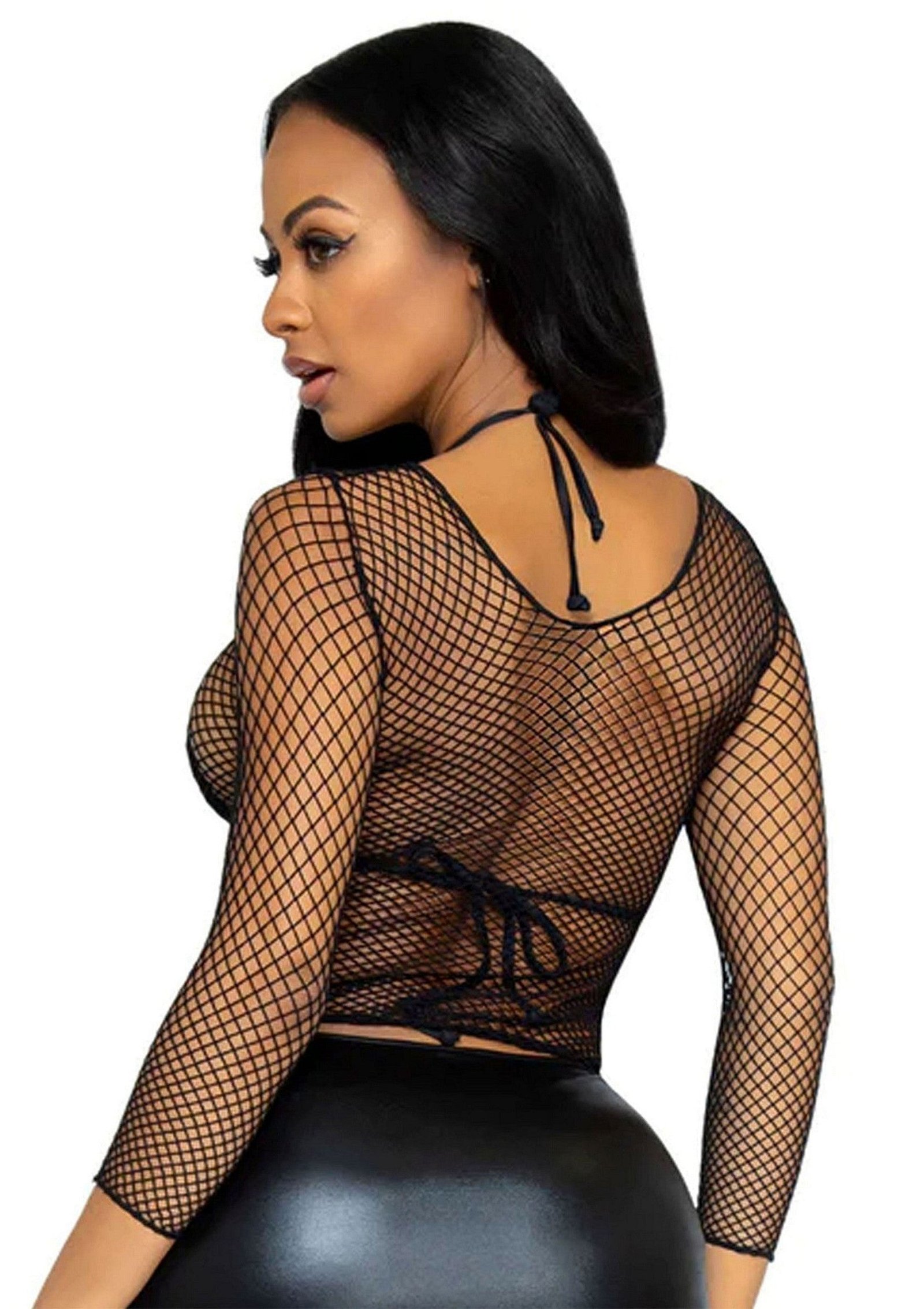 Elastane Long Sleeved Fishnet Shirt 2