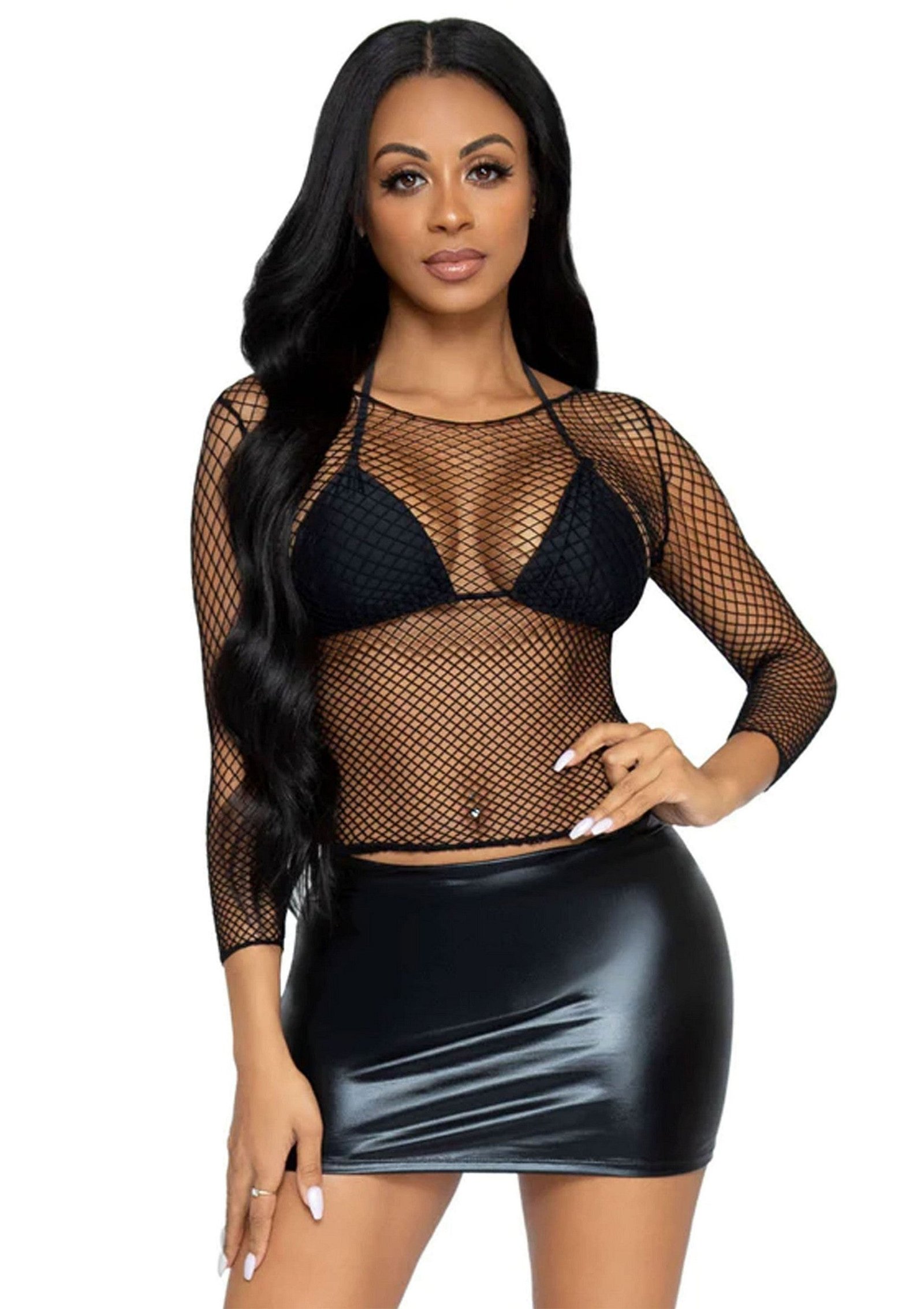 Elastane Long Sleeved Fishnet Shirt 3