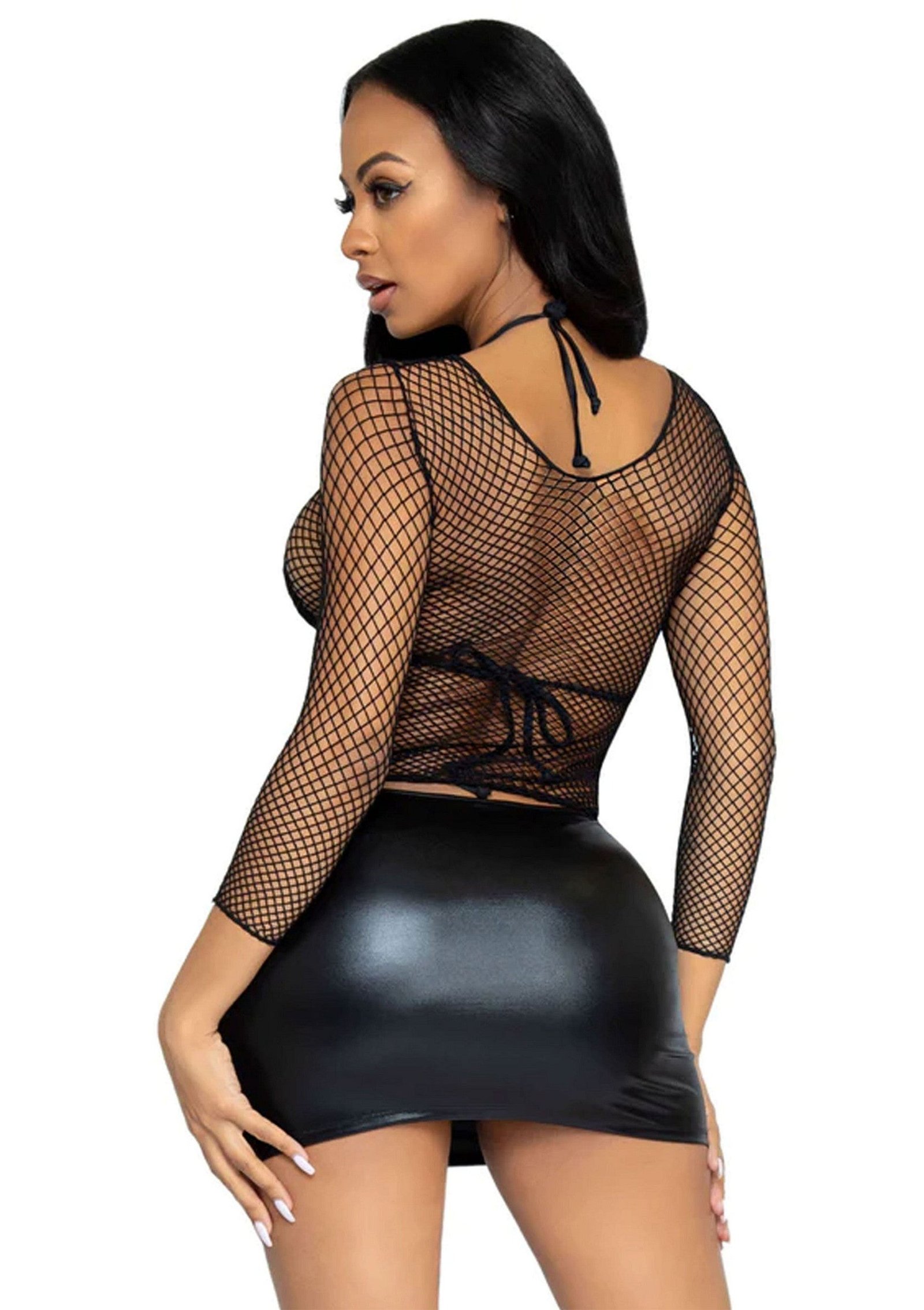Elastane Long Sleeved Fishnet Shirt 4