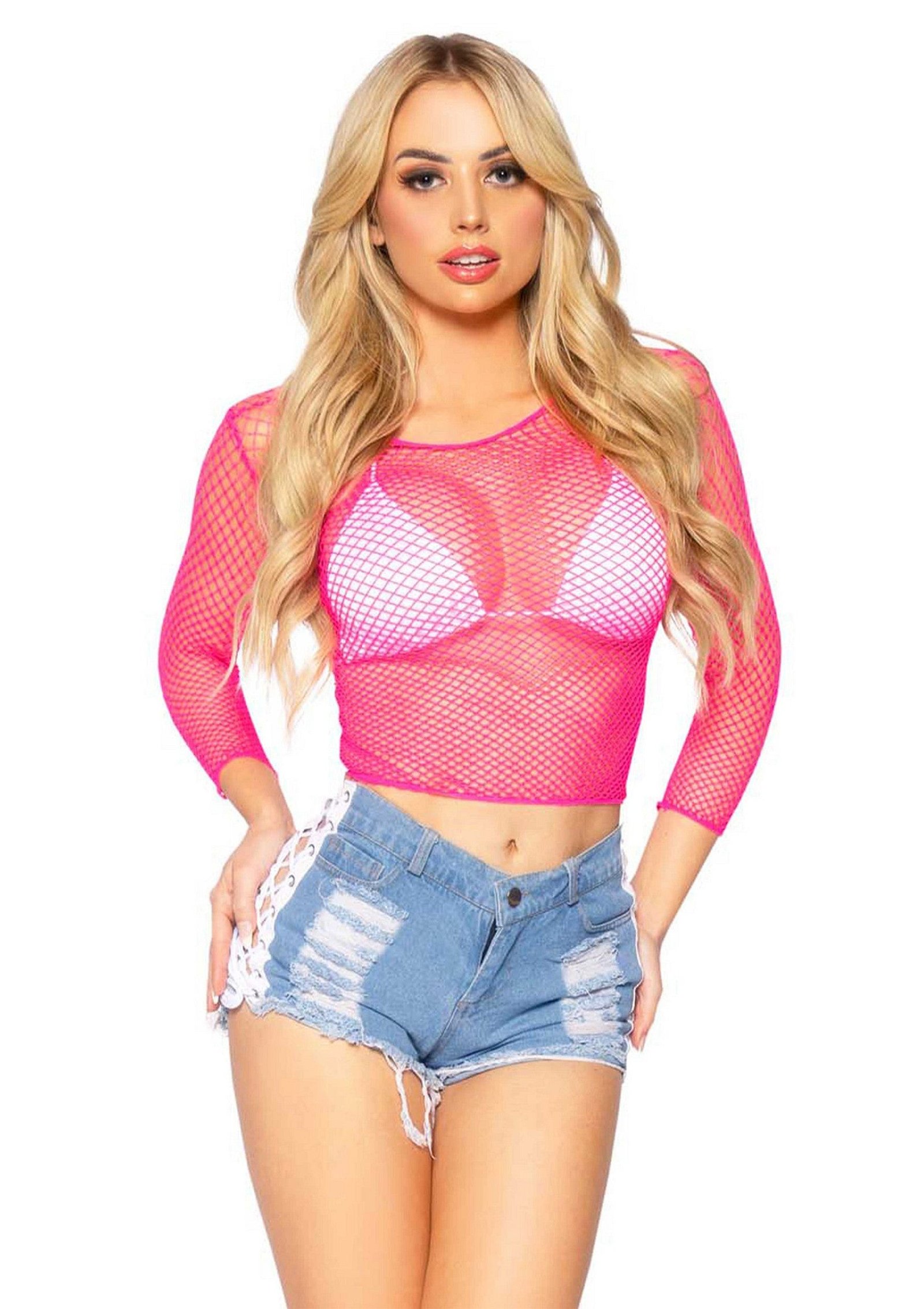 Elastane Long Sleeved Fishnet Shirt 2