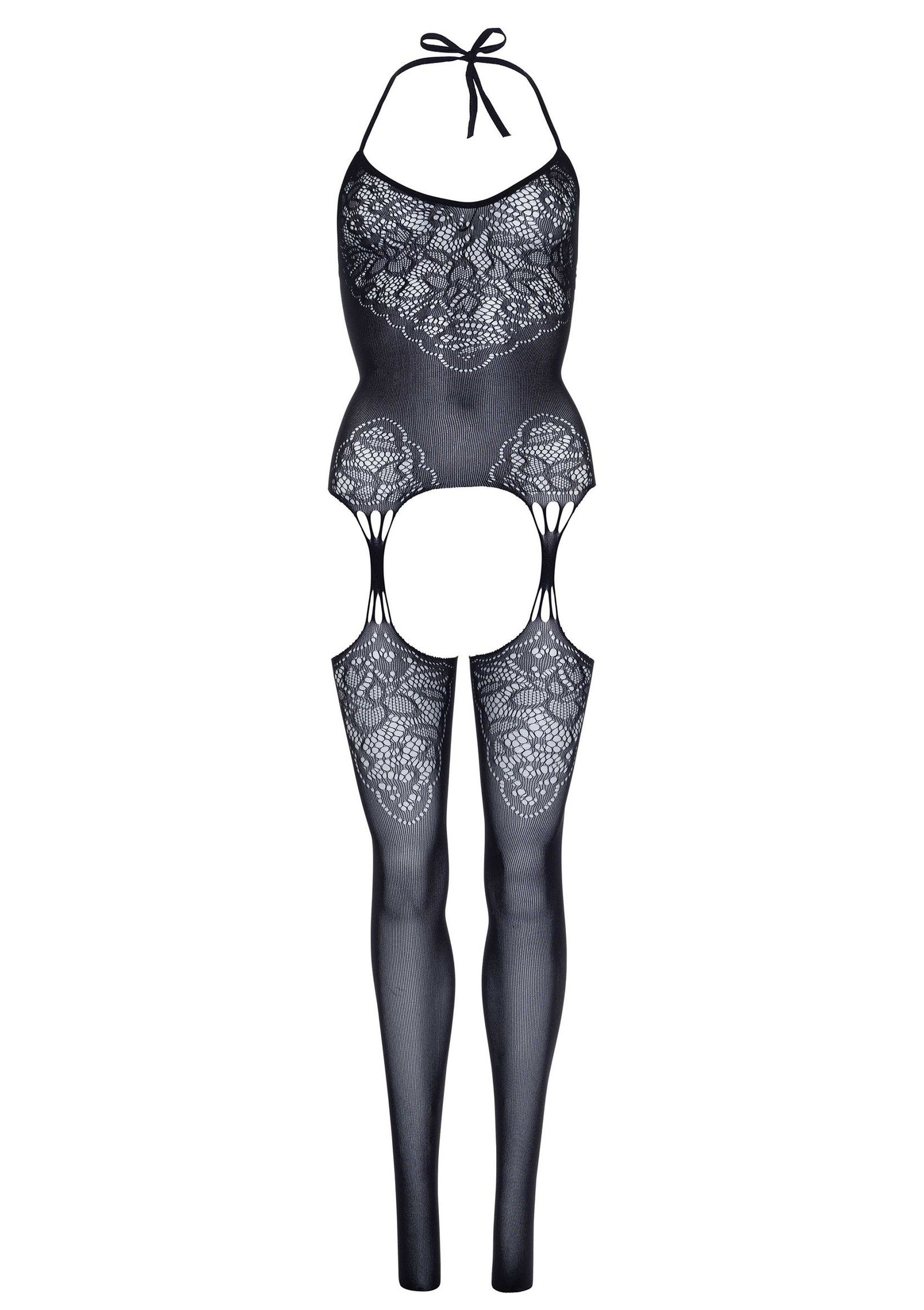 Seamless Lace Net Suspender Bodystocking 5