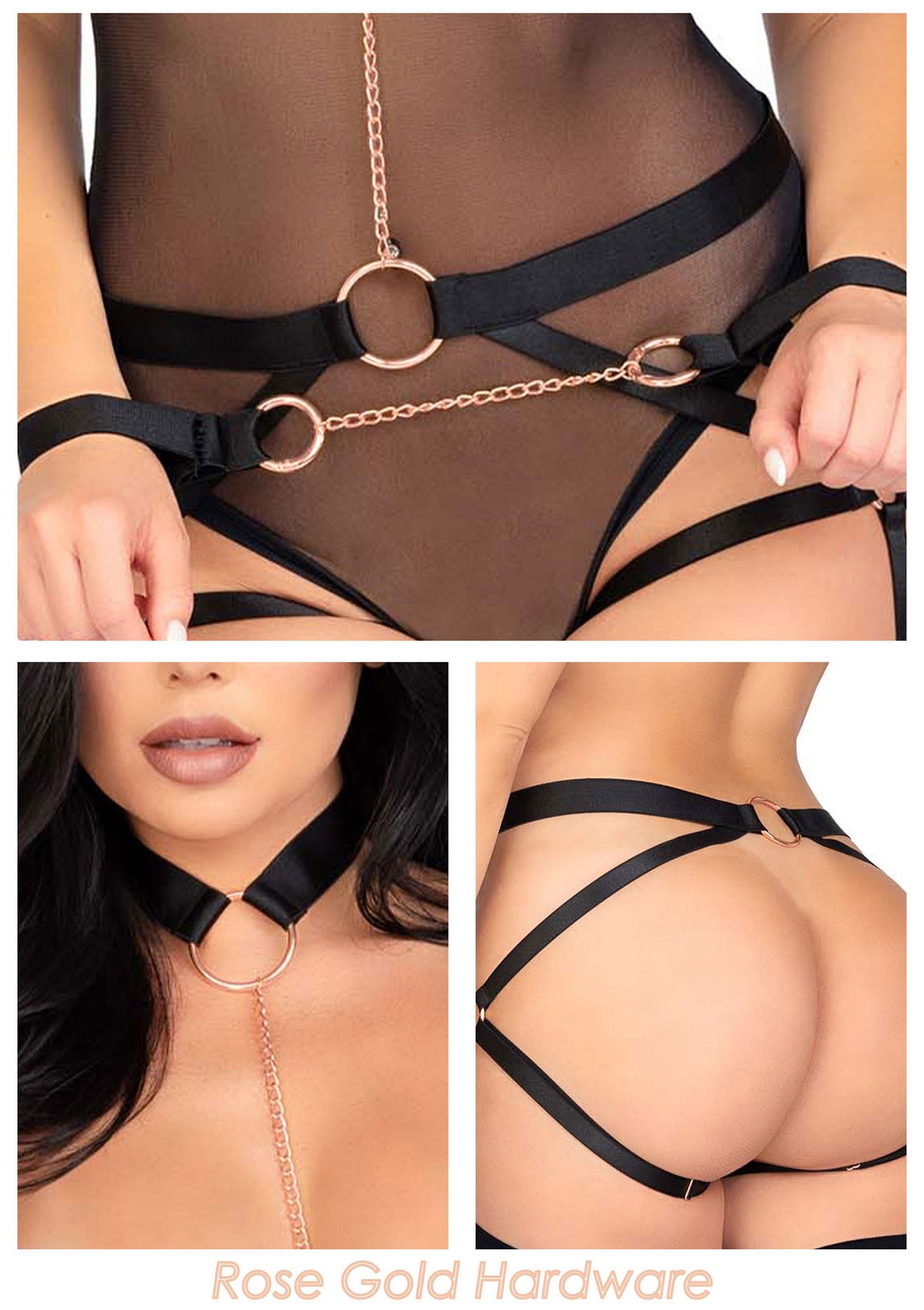 Elastic Butt Harness, Choker and Cuffs 5