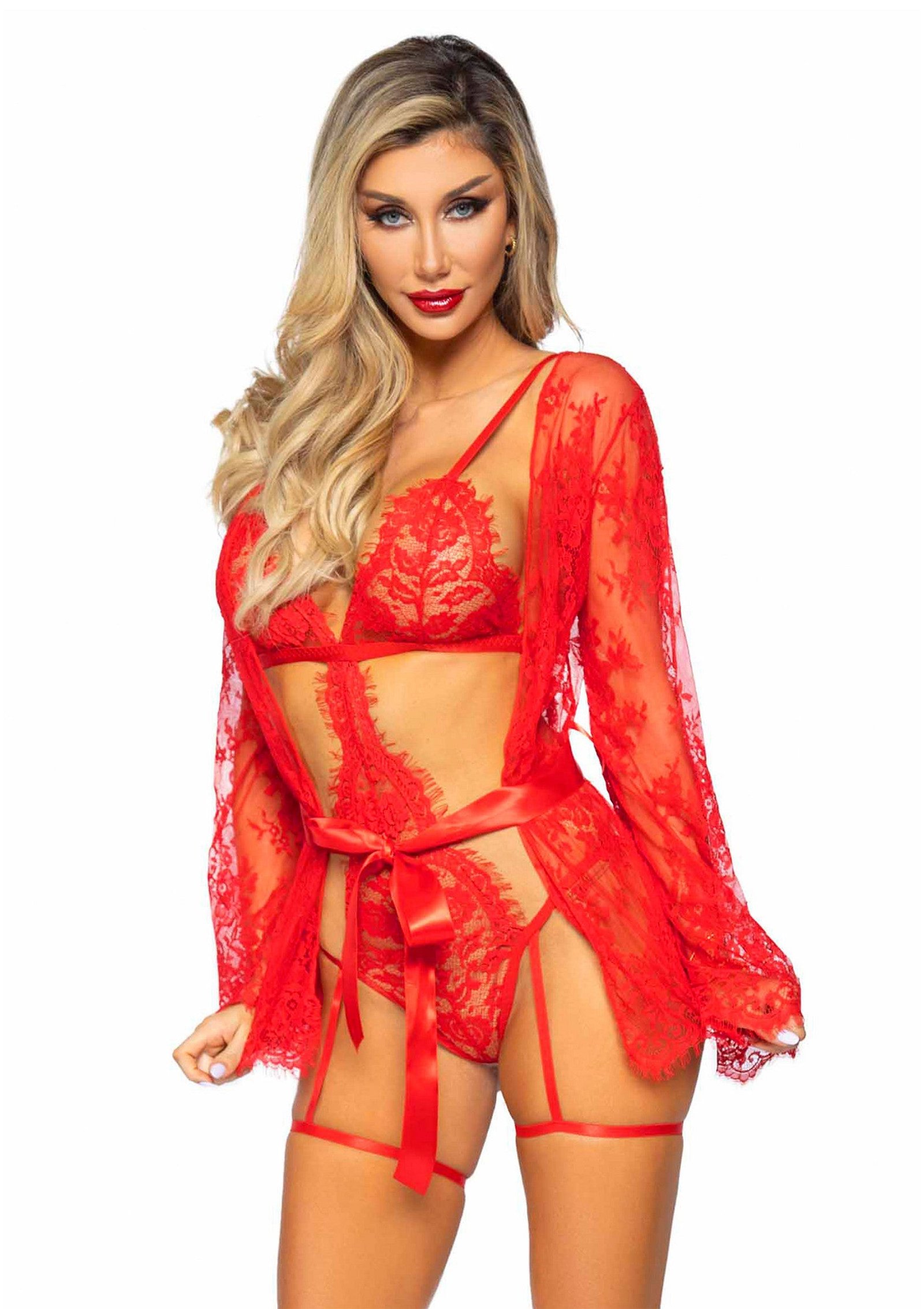 Garter Teddy with String Back and Robe