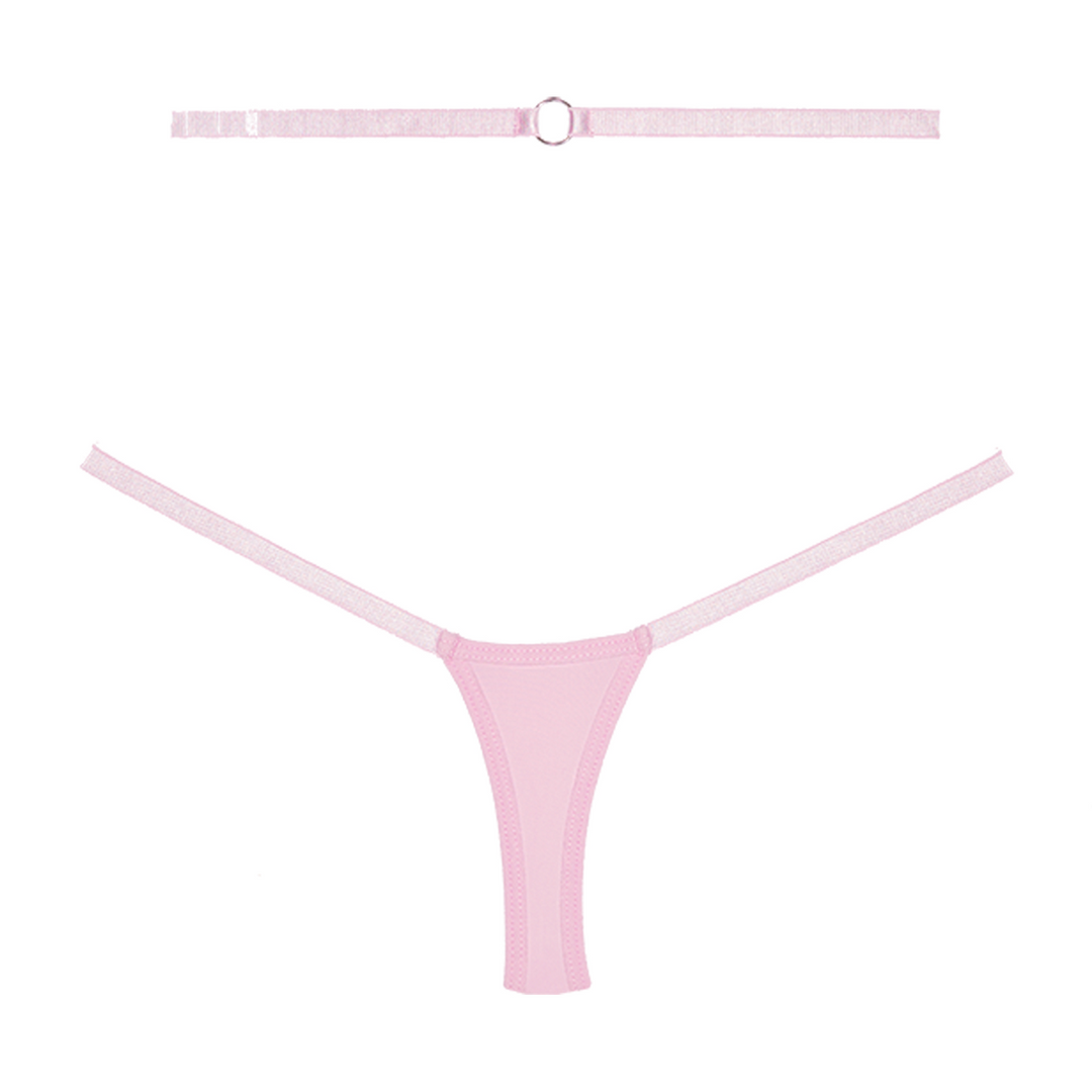 Cherished - Lace and Mesh Thong - OS - Pink 4