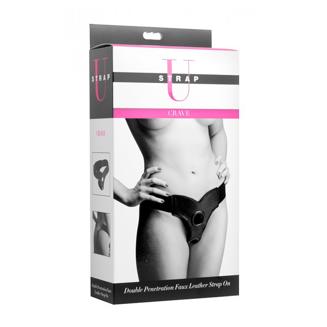 Crave - Double Penetration Imitation Leather Strap-On 2