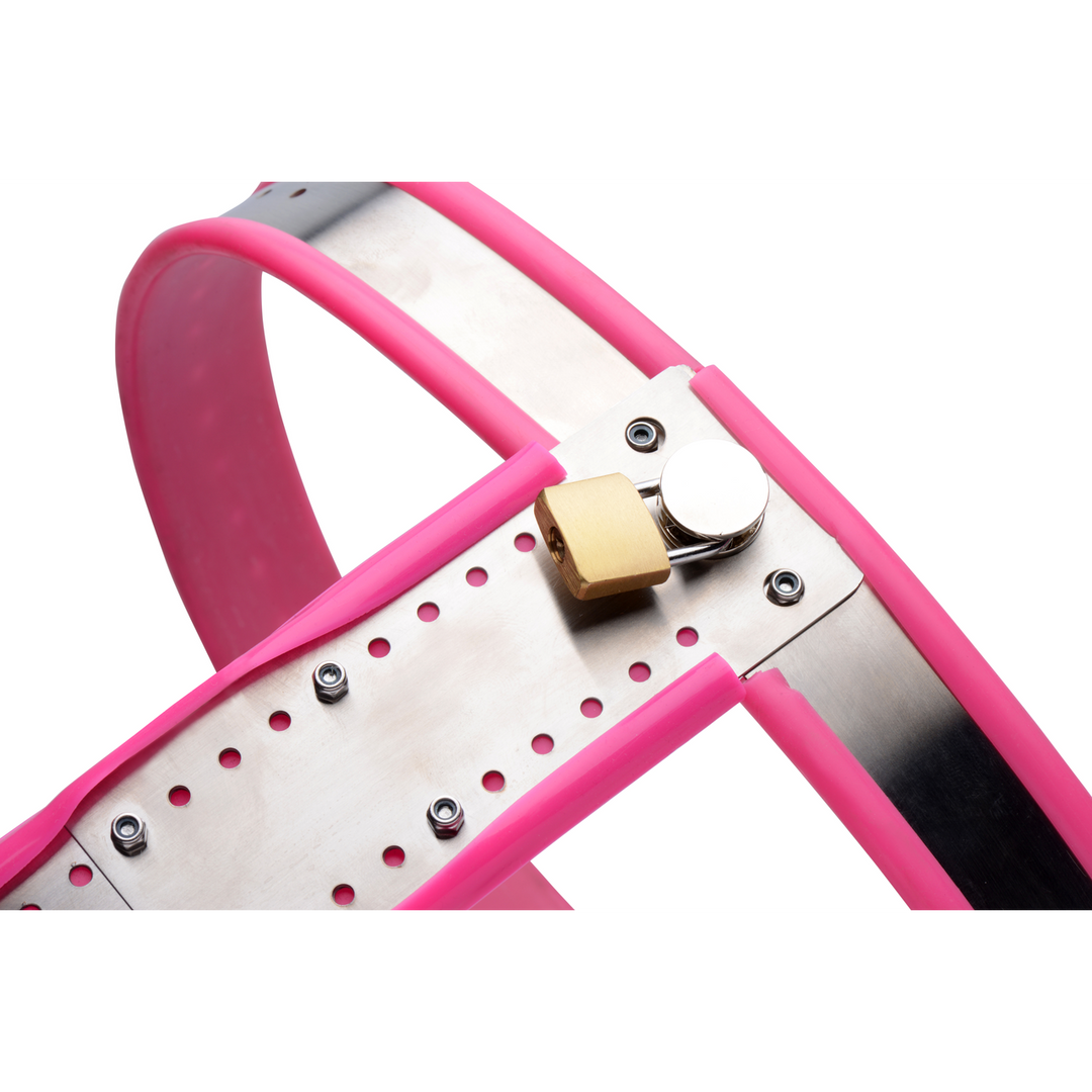 Stainless Steel Adjustable Female Chastity Belt - Pink 5