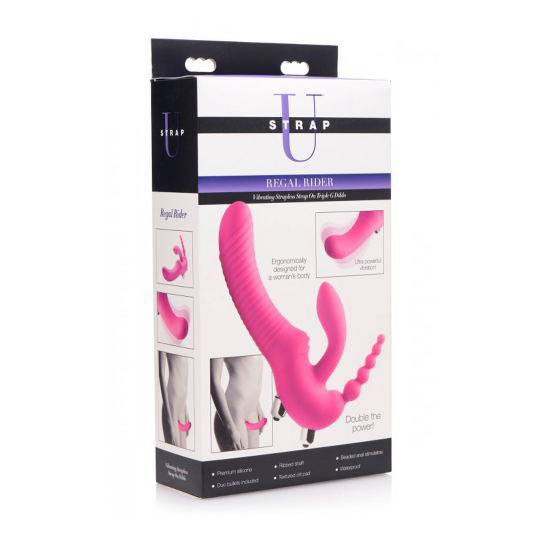 Regal Rider - Triple Vibrating Silicone Strapless Strap-On 2