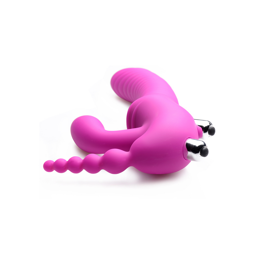 Regal Rider - Triple Vibrating Silicone Strapless Strap-On 4