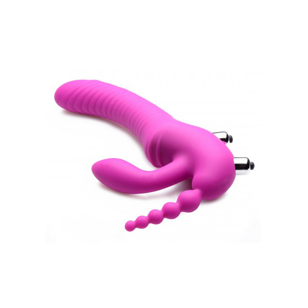 Regal Rider - Triple Vibrating Silicone Strapless Strap-On 5