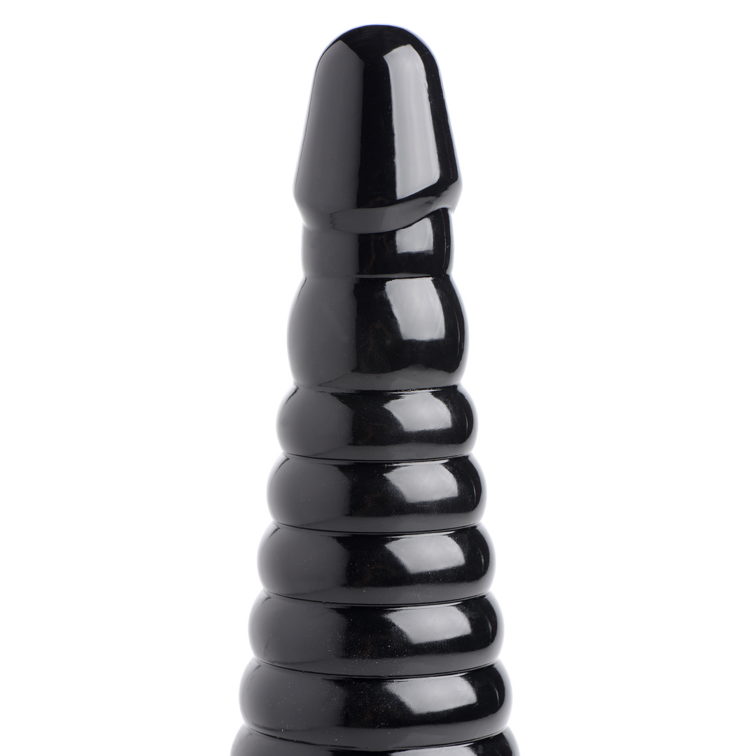 Giant Ribbed Anal Cone - Black 4