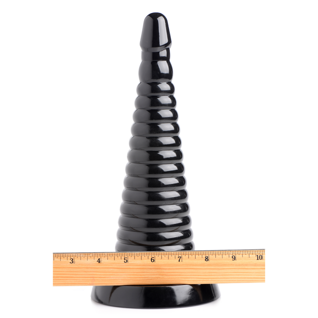 Giant Ribbed Anal Cone - Black 6