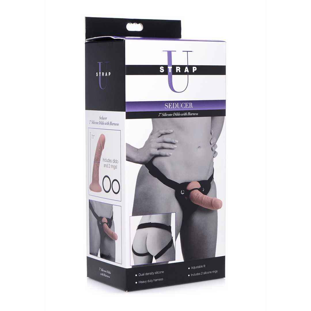 Seducer - Silicone Dildo with Harness - 7 / 18 cm 2