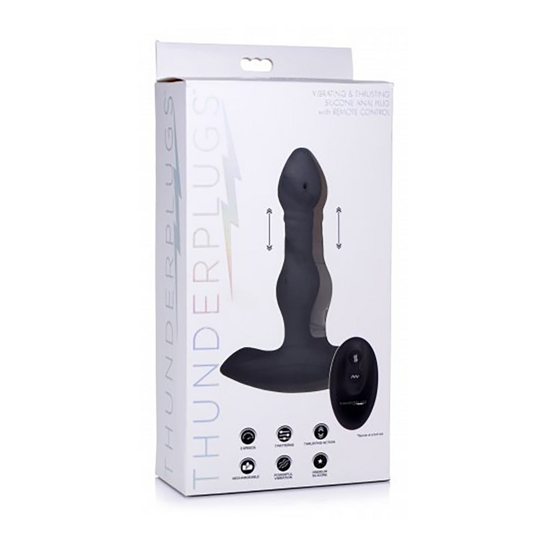 Vibrating and Thrusting Silicone Butt Plug with Remote Control 2