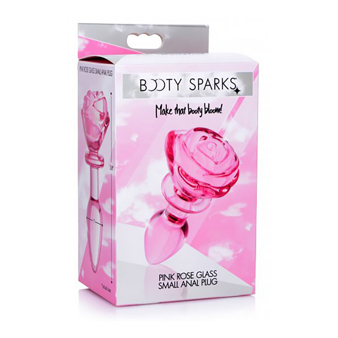 Pink Rose - Glass Butt Plug - Small 2