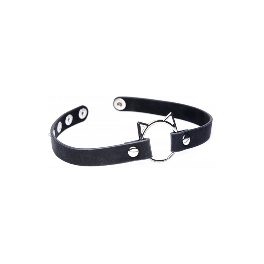 Kinky Kitty Ring Slim Choker - PU Leather - Black 4
