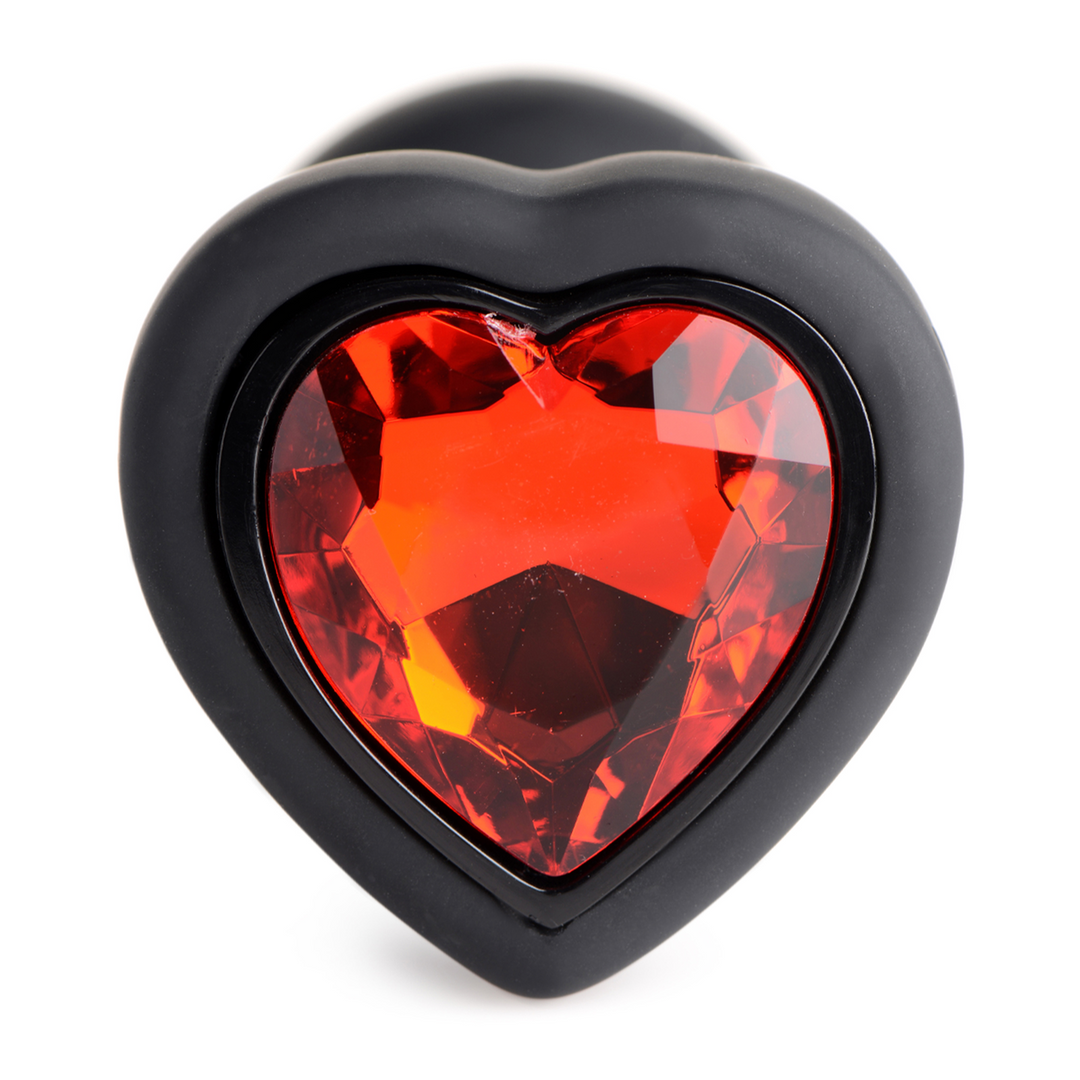Silicone Vibrating Red Heart - Butt Plug with Remote Control - Small 3
