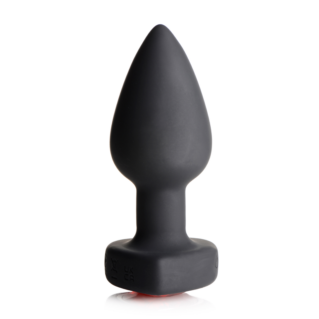 Silicone Vibrating Red Heart - Butt Plug with Remote Control - Small 4