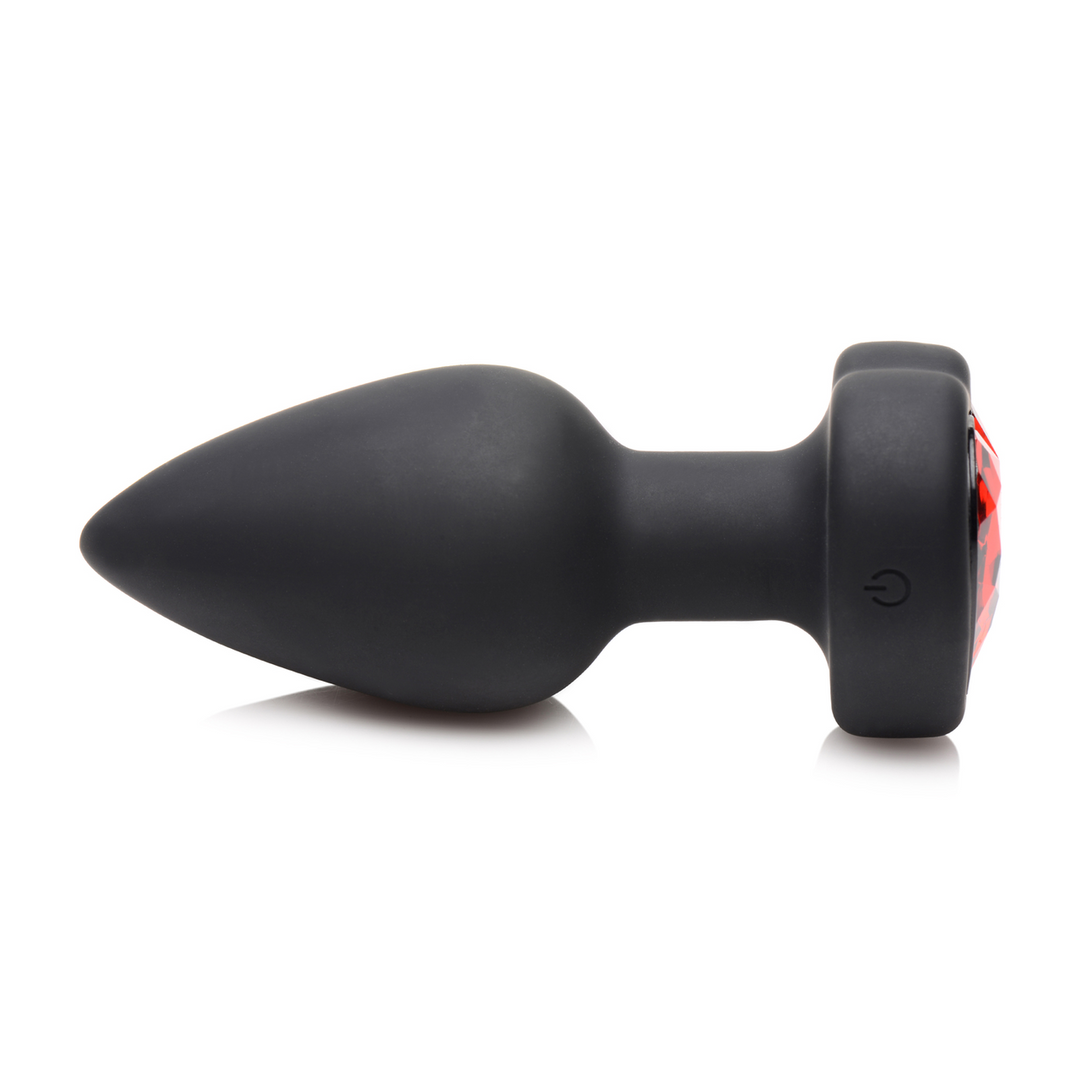 Silicone Vibrating Red Heart - Butt Plug with Remote Control - Small 5