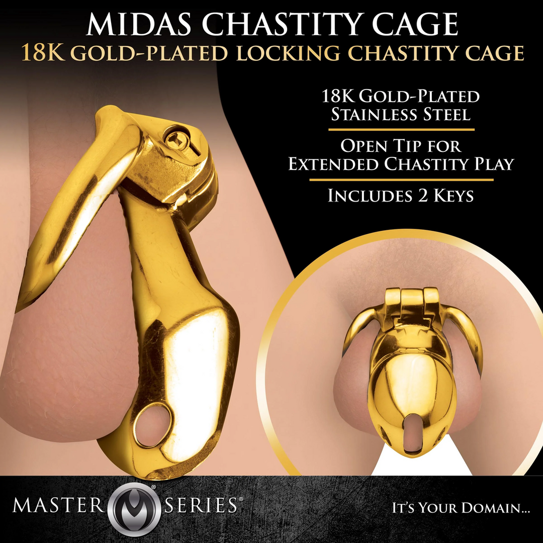 Midas Locking Chastity Cage - 18K Gold-Plated - Gold 5