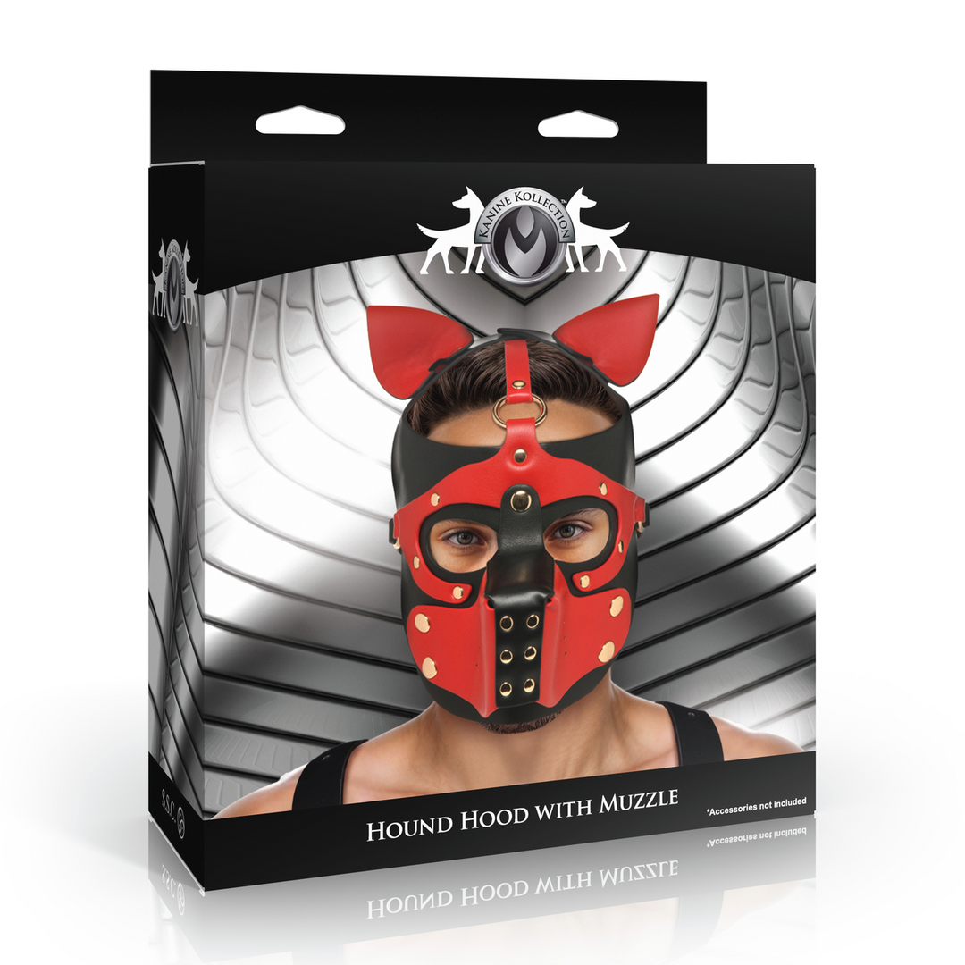 Hound Hood with Muzzle - Black/Red 2