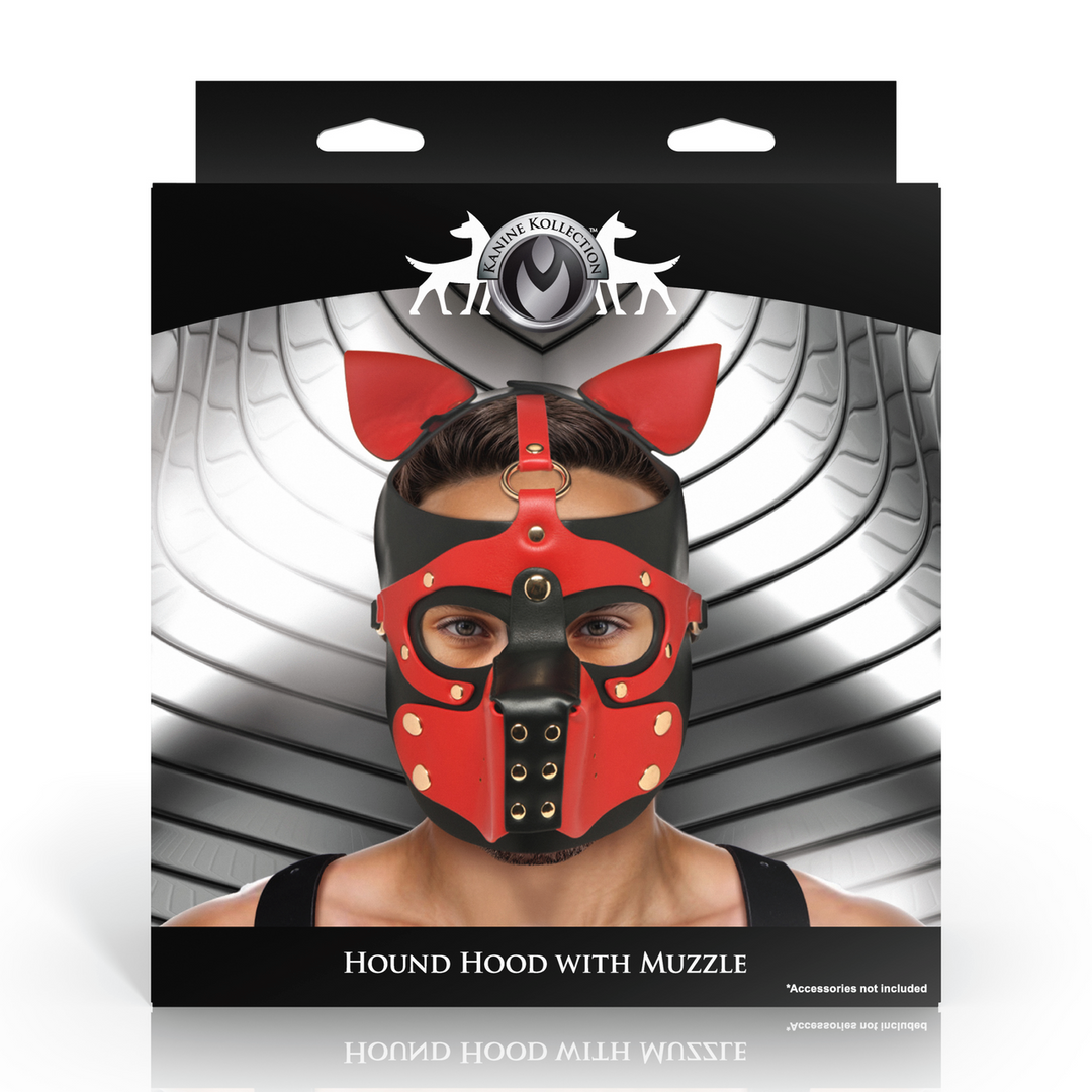 Hound Hood with Muzzle - Black/Red 3