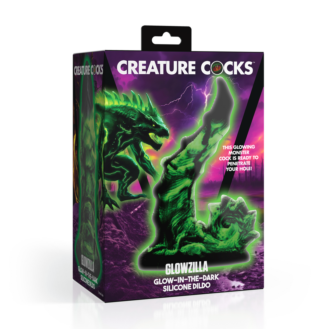 Glowzilla - Glow-in-the-Dark Silicone Dildo - Green/Black 2