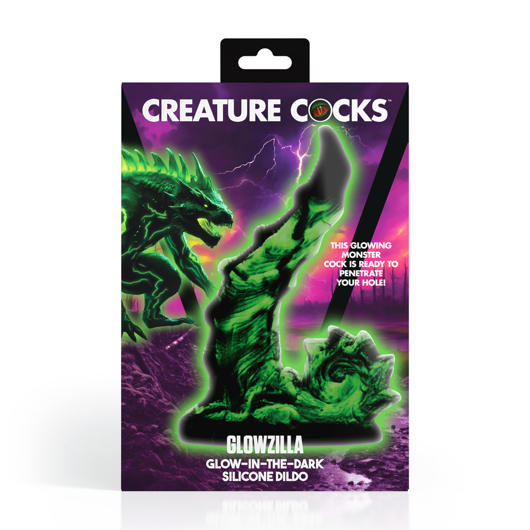 Glowzilla - Glow-in-the-Dark Silicone Dildo - Green/Black 3
