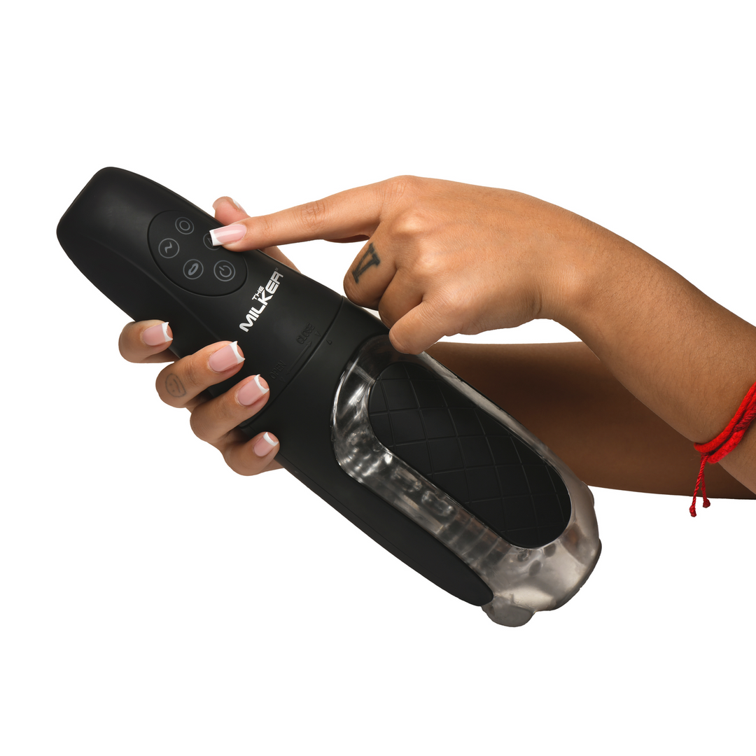 The Milker Pleasure Grip - Sucking and Vibrating Masturbator - Transparent/Black 4