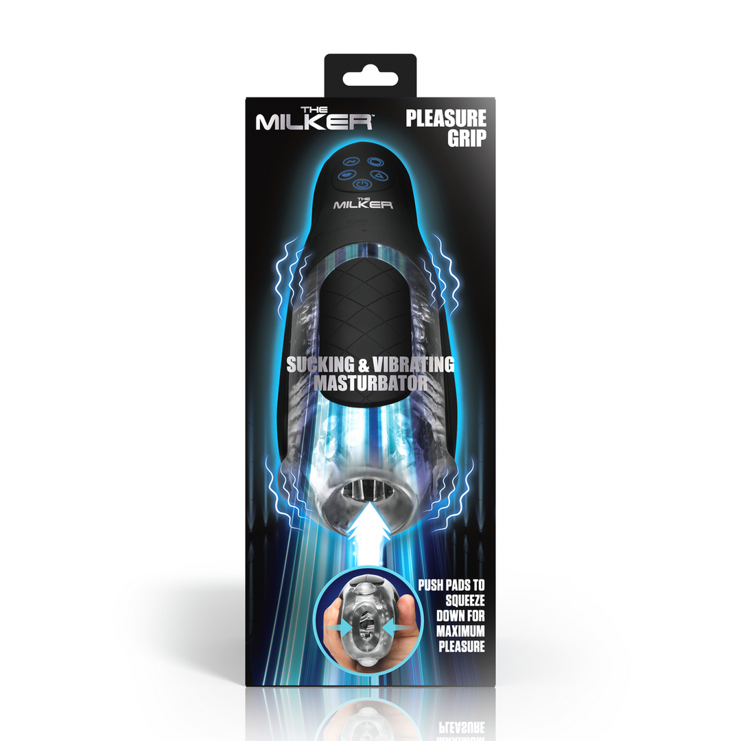 The Milker Pleasure Grip - Sucking and Vibrating Masturbator - Transparent/Black 3