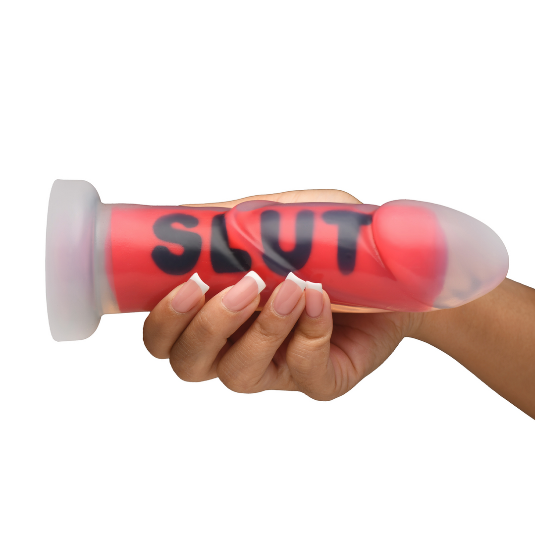 SLUT - Silicone Dildo - Red 5