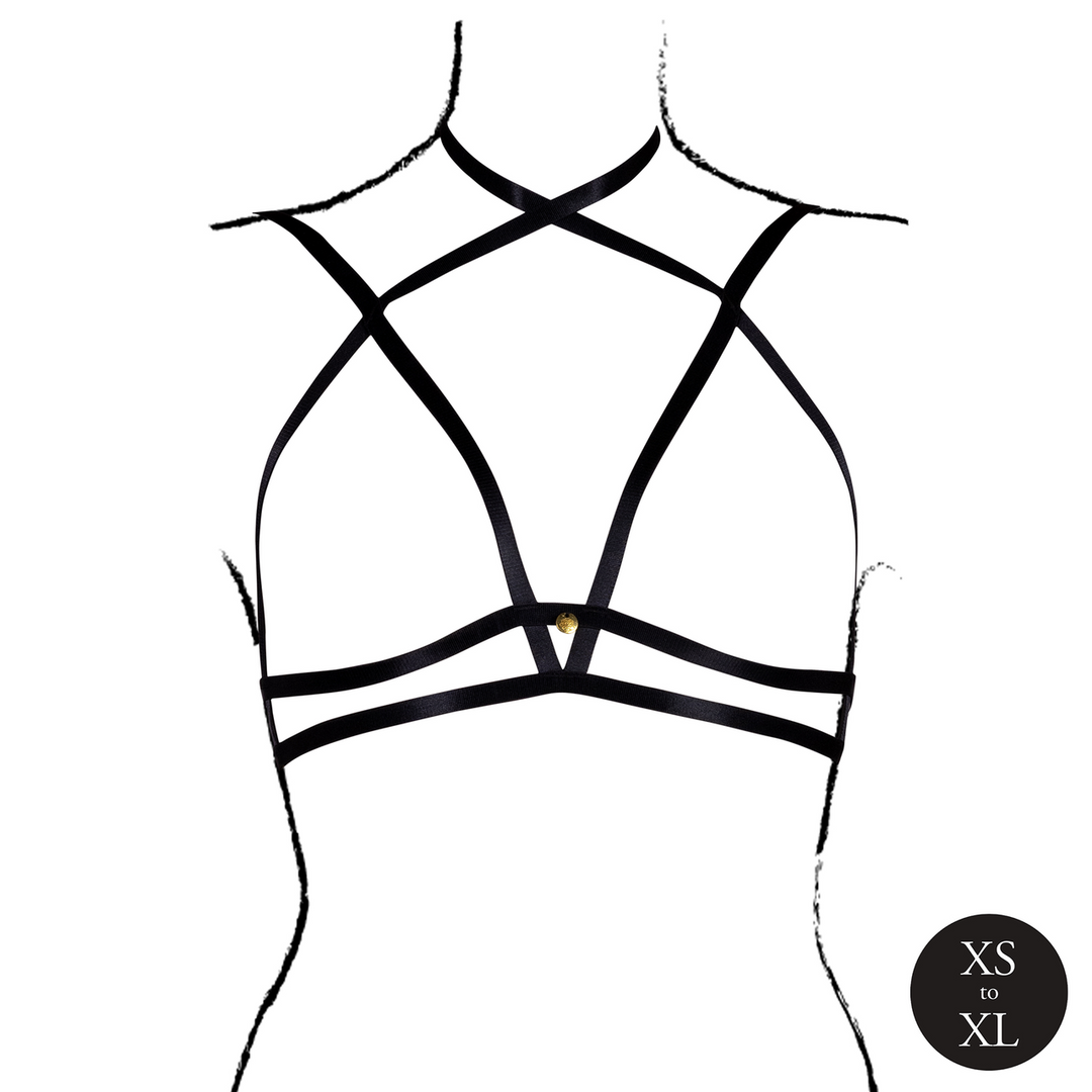 Open Cup Triangle Bra with Neck Strap and Adjustable Sliders - One Size - Black 5
