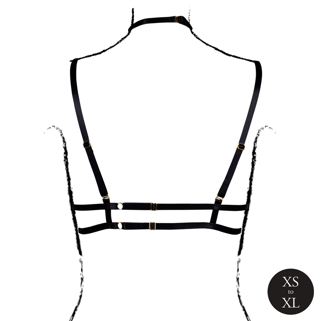 Open Cup Triangle Bra with Neck Strap and Adjustable Sliders - One Size - Black 6